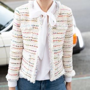 J Crew Lady Jacket in Rainbow Multi Tweed Stripe